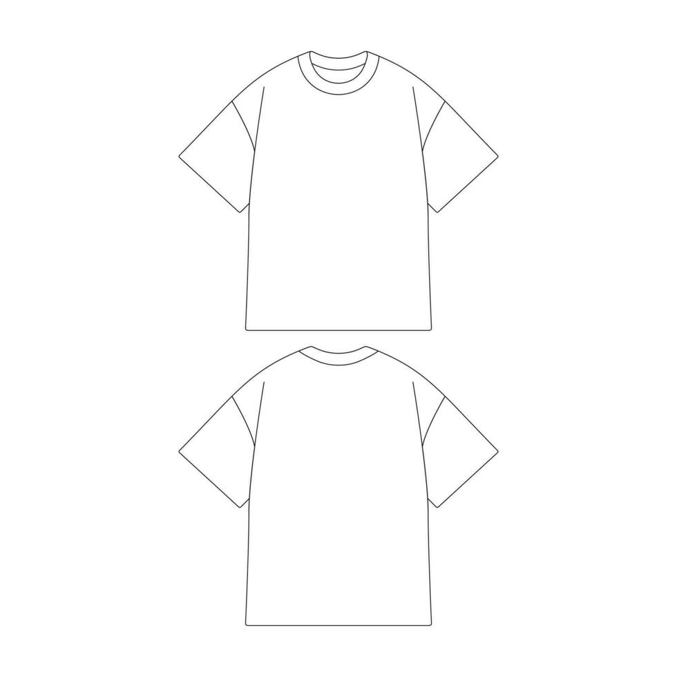 modello maglietta oversize vettore illustrazione piatto design schema capi di abbigliamento collezione