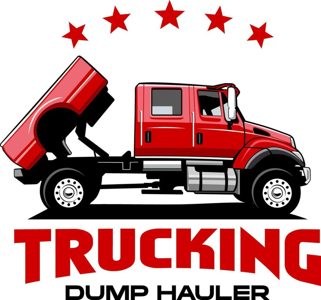 camion cumulo di rifiuti trailer noleggio camion logo design vettore