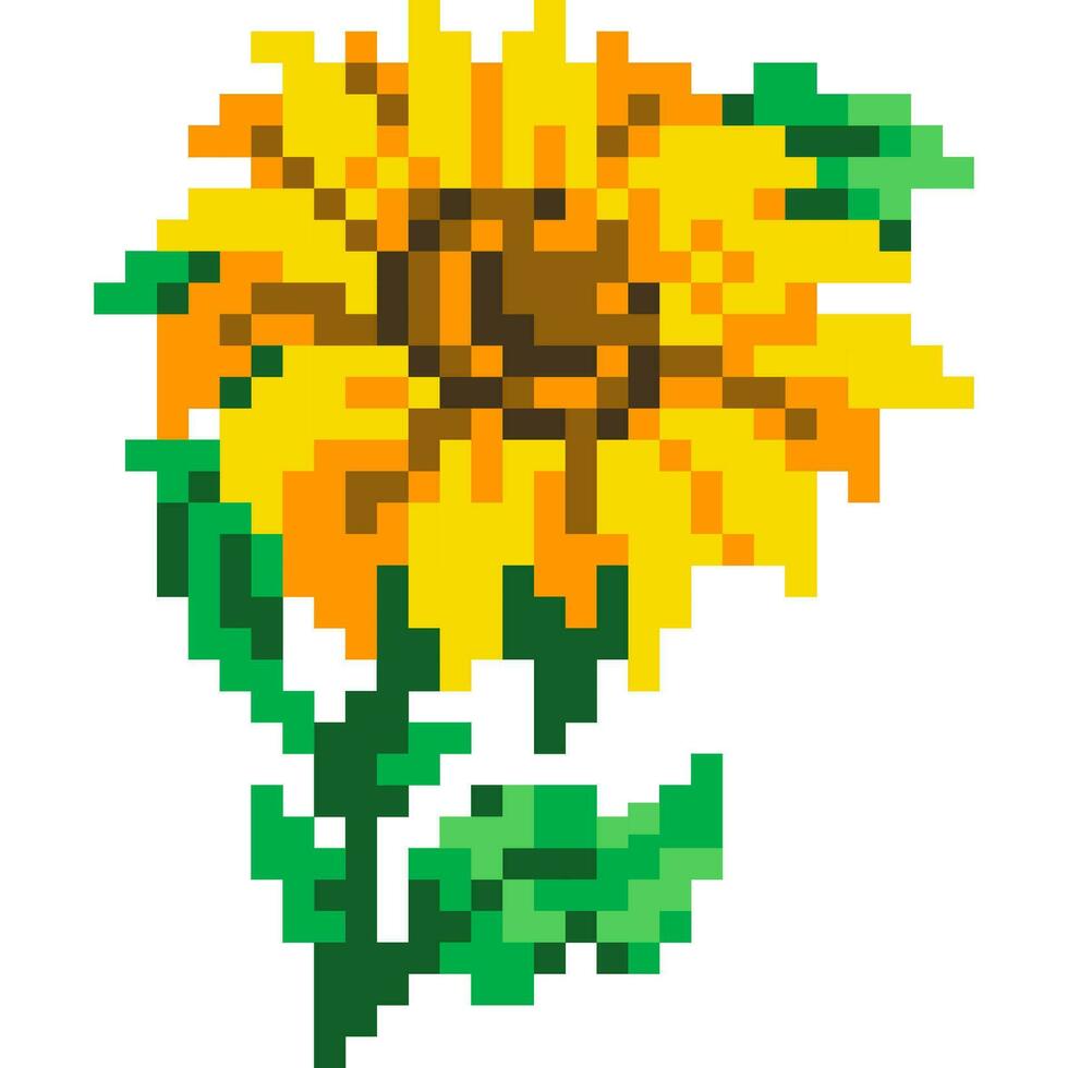fiore cartone animato icona nel pixel stile. vettore