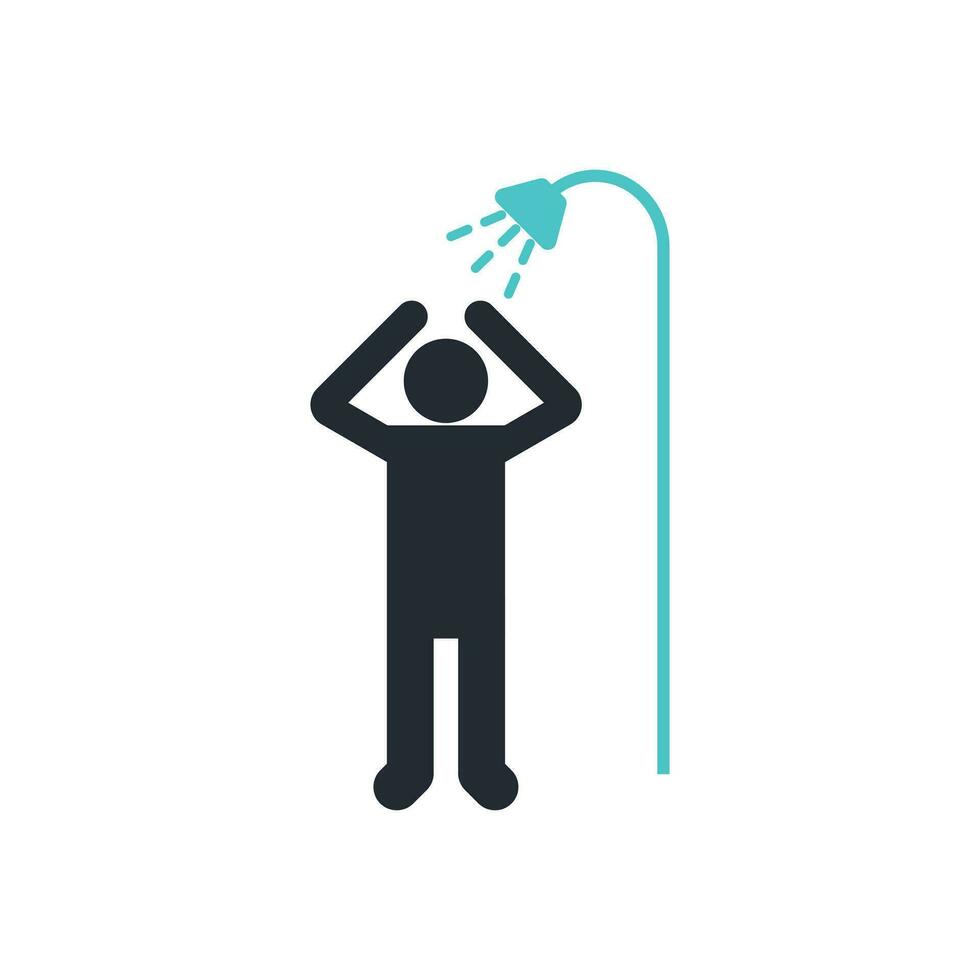 illustrazione di un' persona assunzione un' doccia vettore silhouette icona. igiene pratiche silhouette icona.