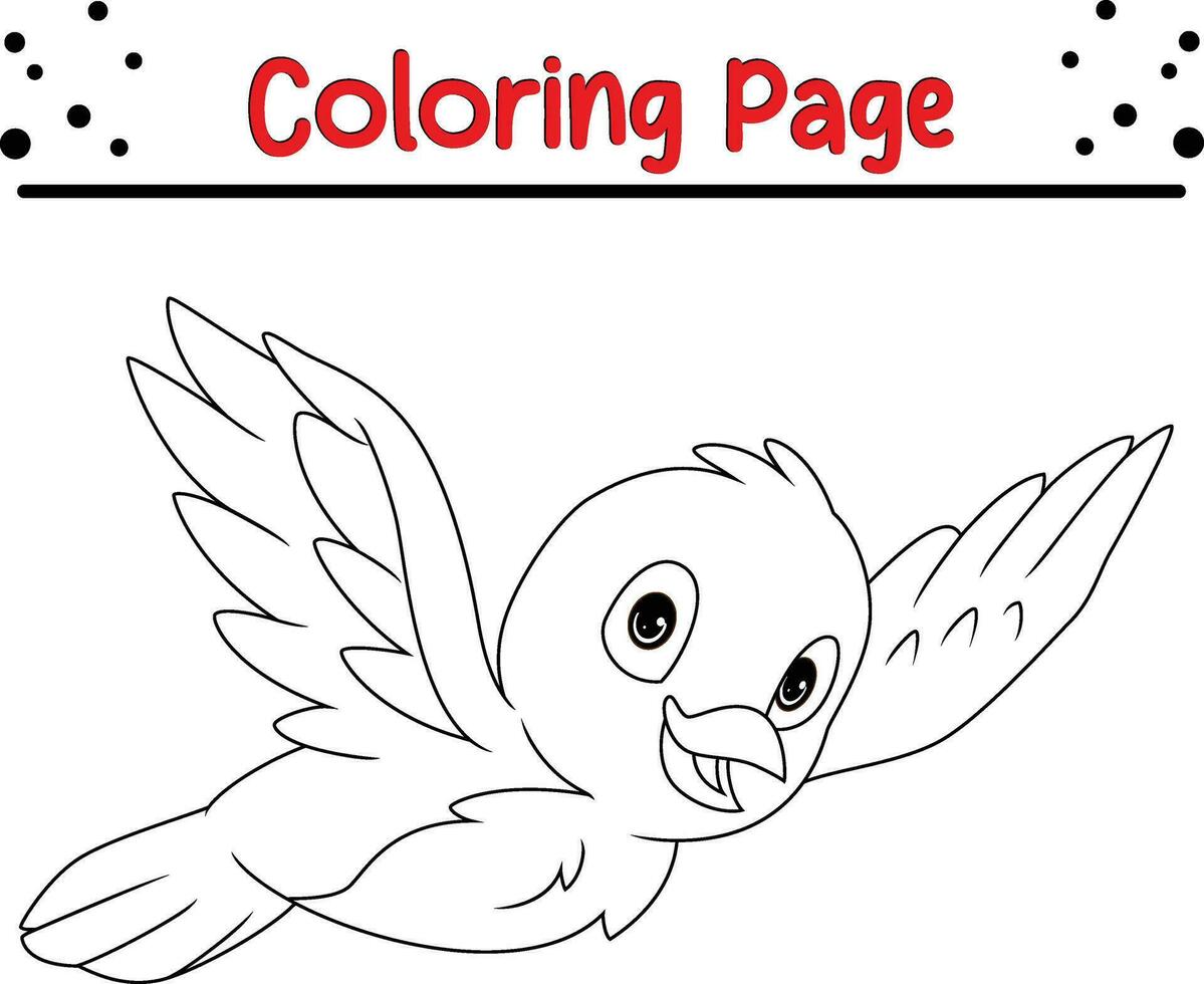 carino uccello cartone animato colorazione pagina. animale illustrazione vettore. per bambini colorazione libro. vettore