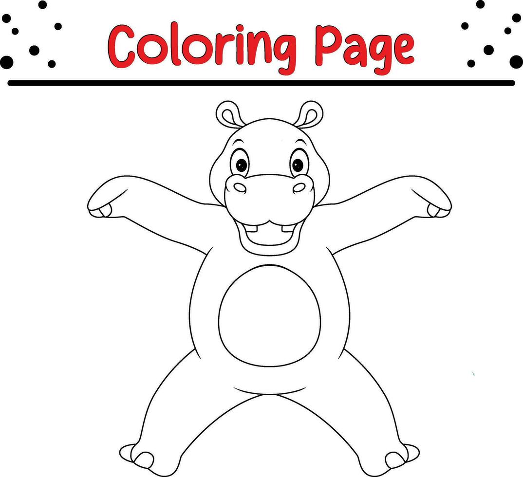 carino ippopotamo animale colorazione pagina illustrazione vettore. per bambini colorazione libro. vettore