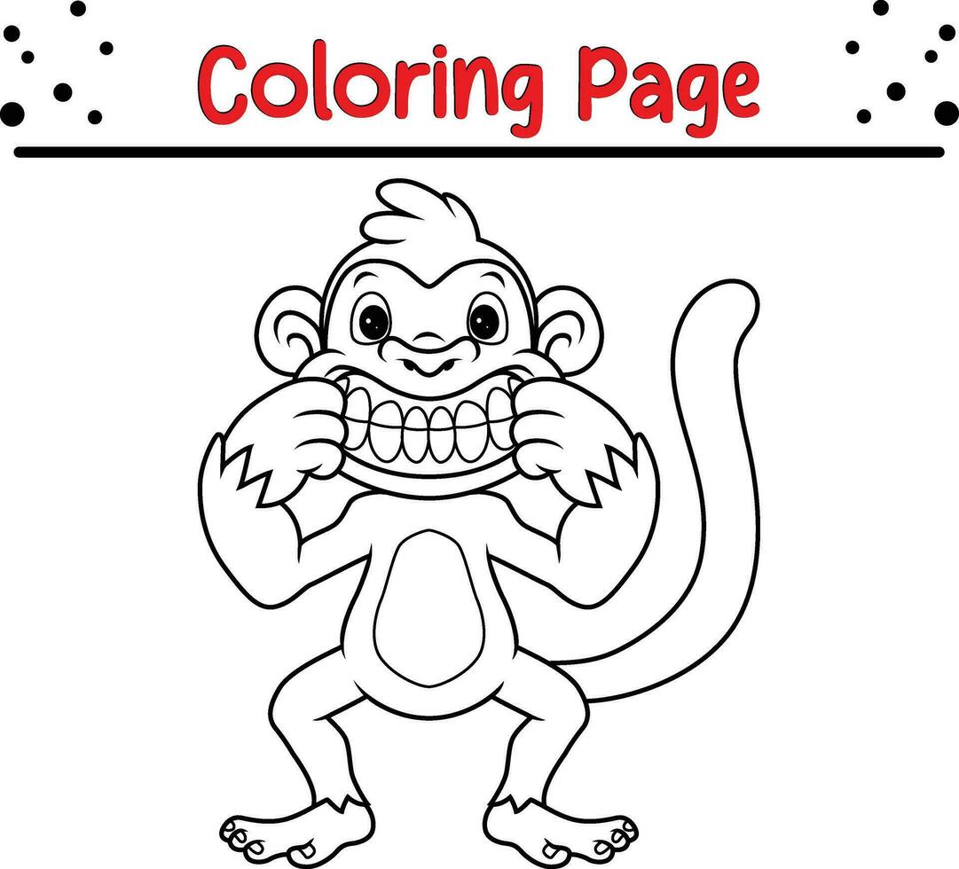 carino scimmia cartone animato colorazione pagina. animale illustrazione vettore. per bambini colorazione libro. vettore