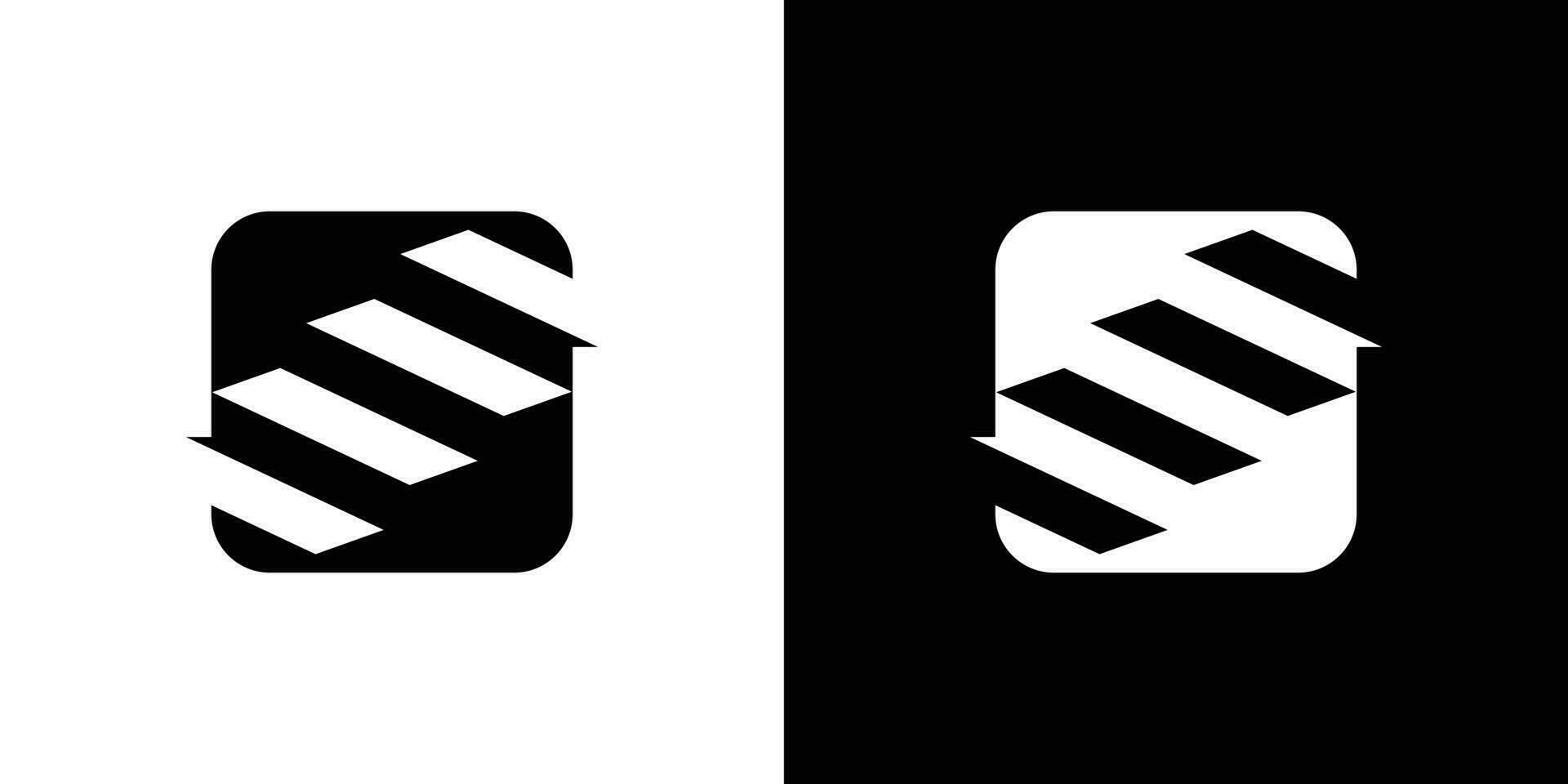 il scala logo design nel il scatola è fatto nel un astratto e negativo spazio stile, vettore