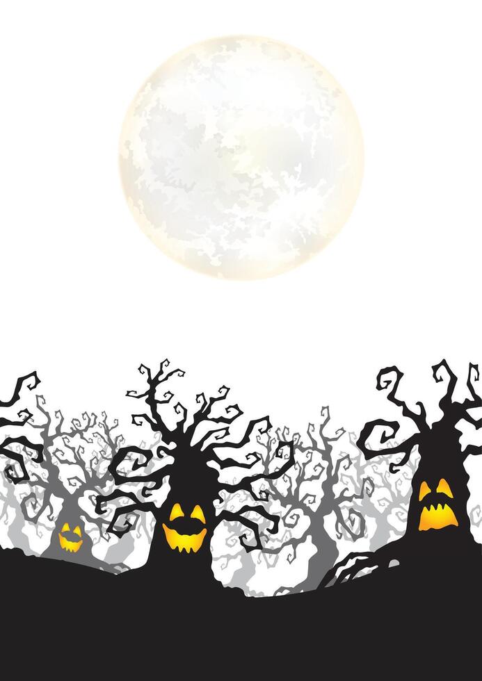 Halloween sfondo con alberi e Luna vettore