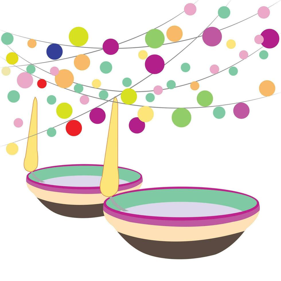 vettore illustrazione di Diwali celebrazione con decorativo colorato design impostare.