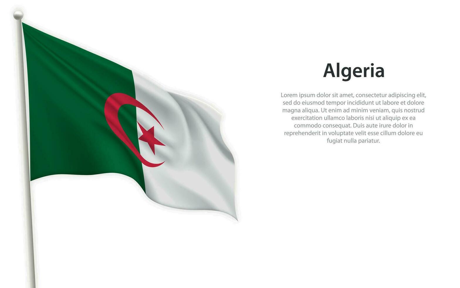 agitando bandiera di algeria su bianca sfondo. modello per indipendenza giorno vettore