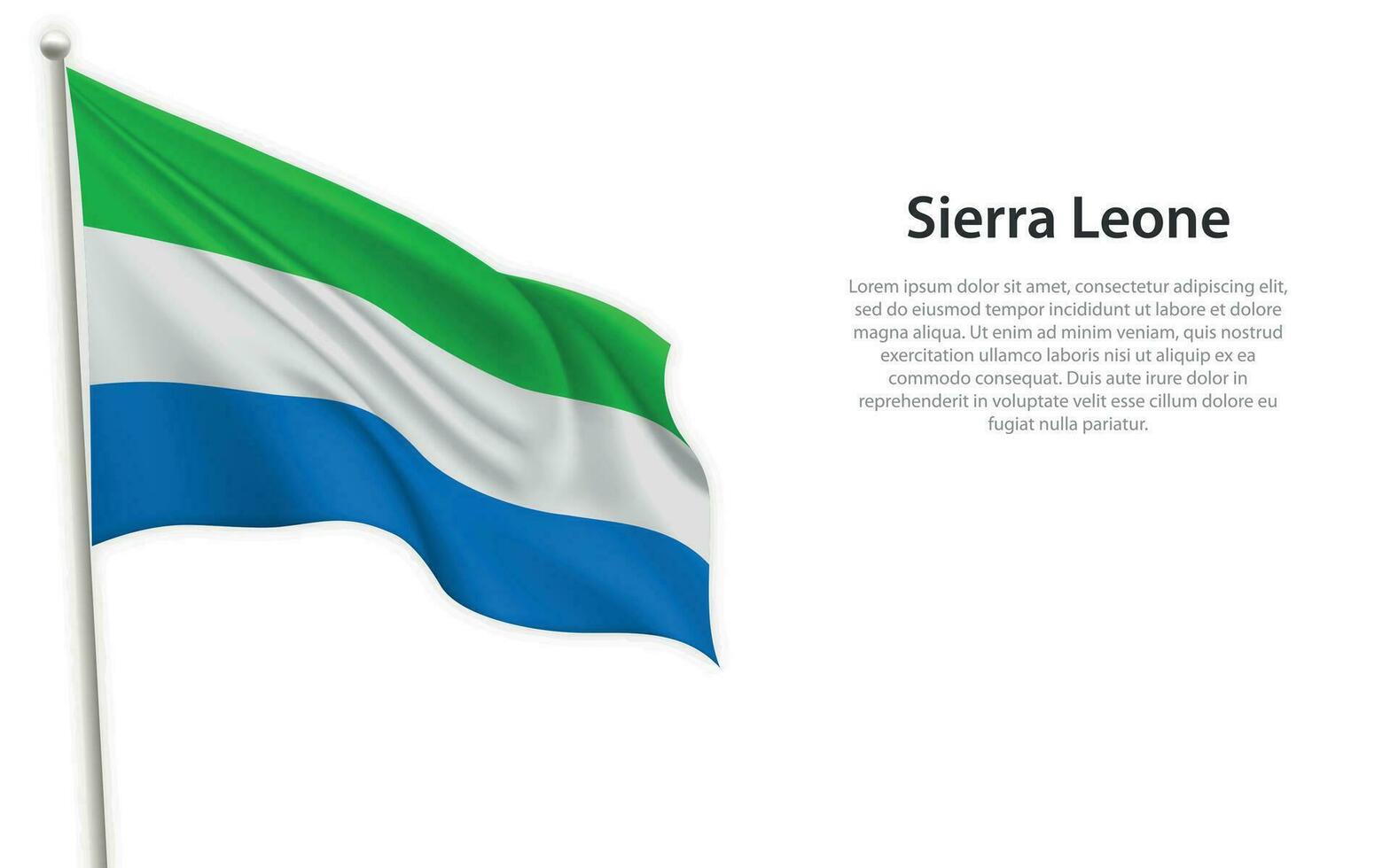 agitando bandiera di sierra Leone su bianca sfondo. modello per indipendenza giorno vettore