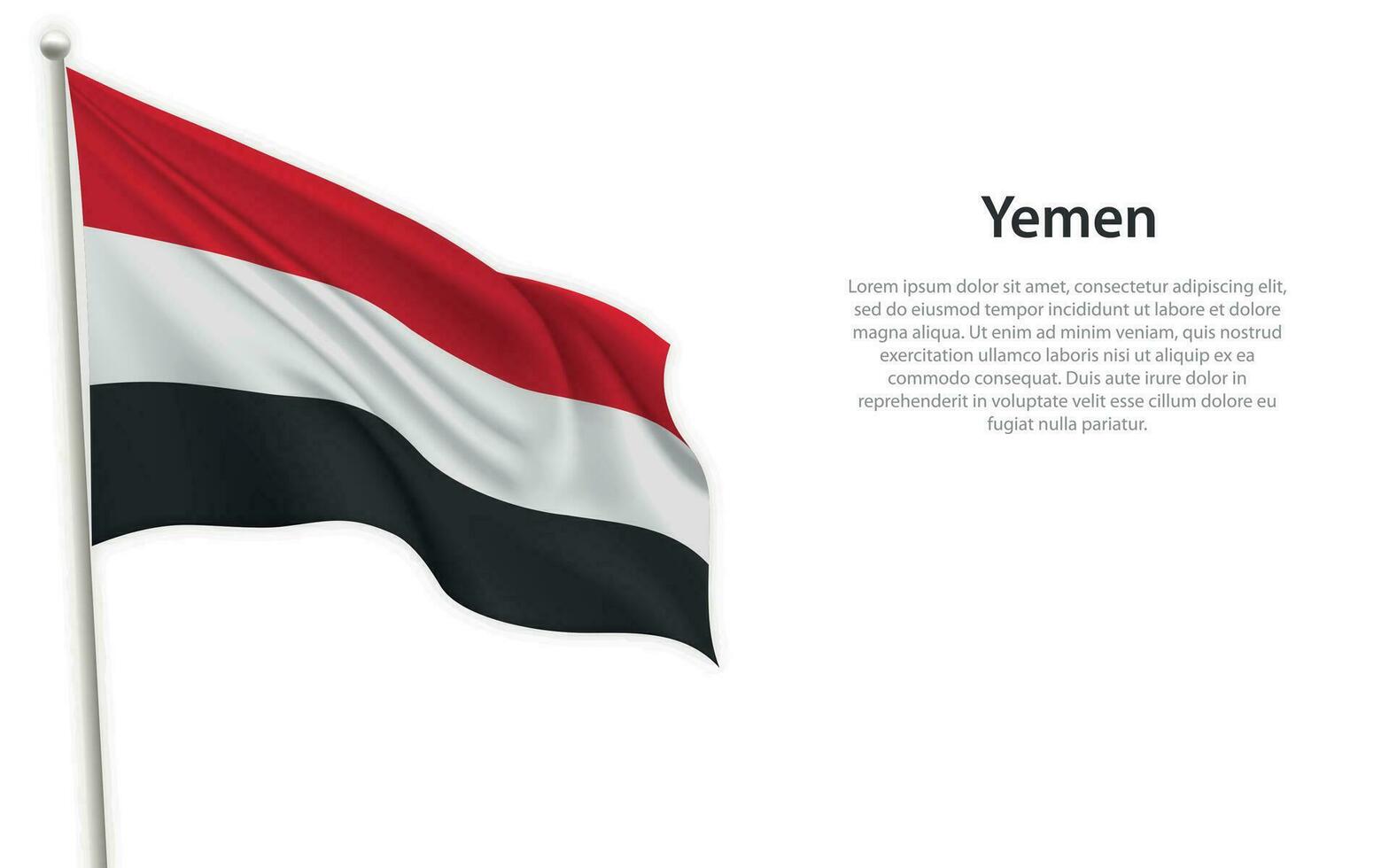 agitando bandiera di yemen su bianca sfondo. modello per indipendenza giorno vettore