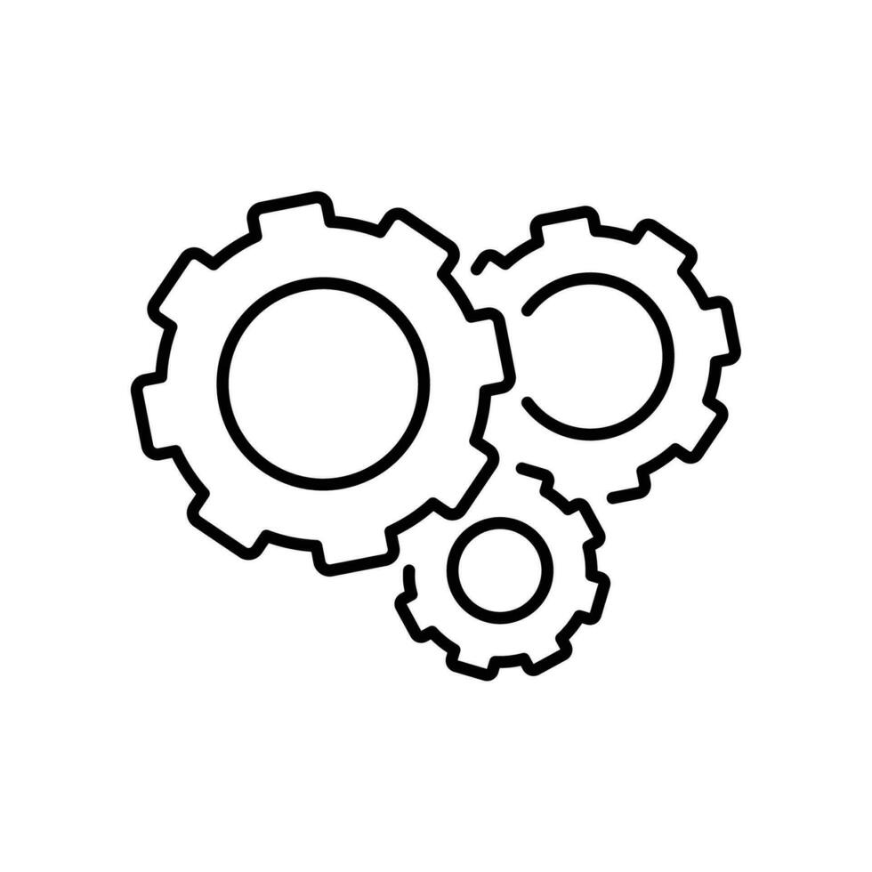 Ingranaggio icona, ingegneria ruota dentata linea. macchina industria, industriale meccanica tecnico. ambientazione gestione simbolo. costruzione fabbrica attrezzatura. vettore illustrazione design su bianca sfondo. eps10