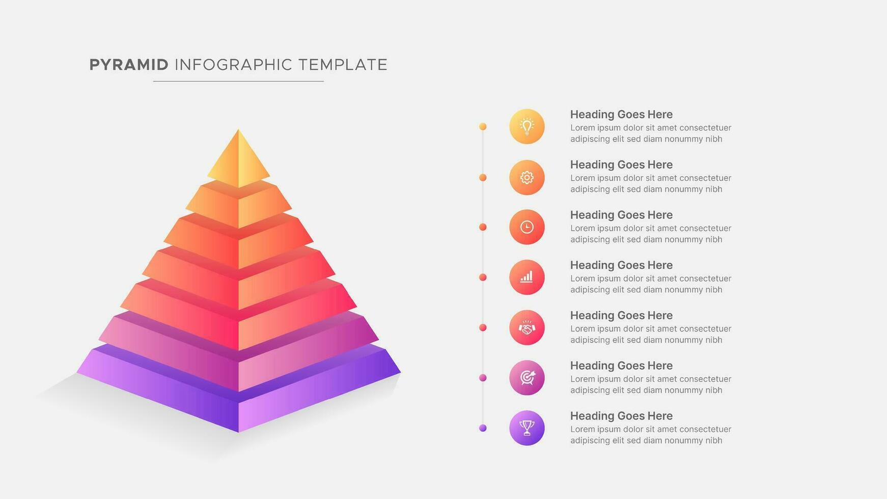 gerarchia 3d piramide Sette 7 opzioni attività commerciale Infografica design modello vettore