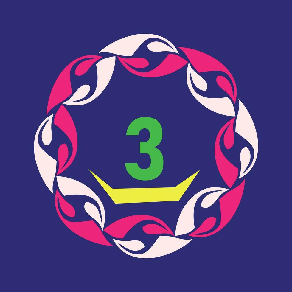 cerchio numero tre logo vettore