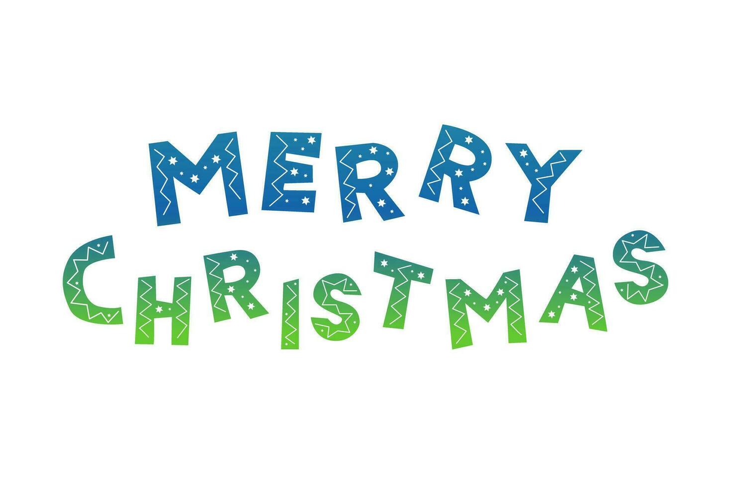 lettering allegro Natale con blu verde lettere nel tagliare carta e scrapbooking stile , inverno design elemento. vettore