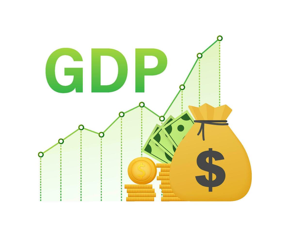 crescita PIL. schifoso domestico Prodotto. governo bilancio. incremento nel annuale finanziario bilancio. vettore azione illustrazione