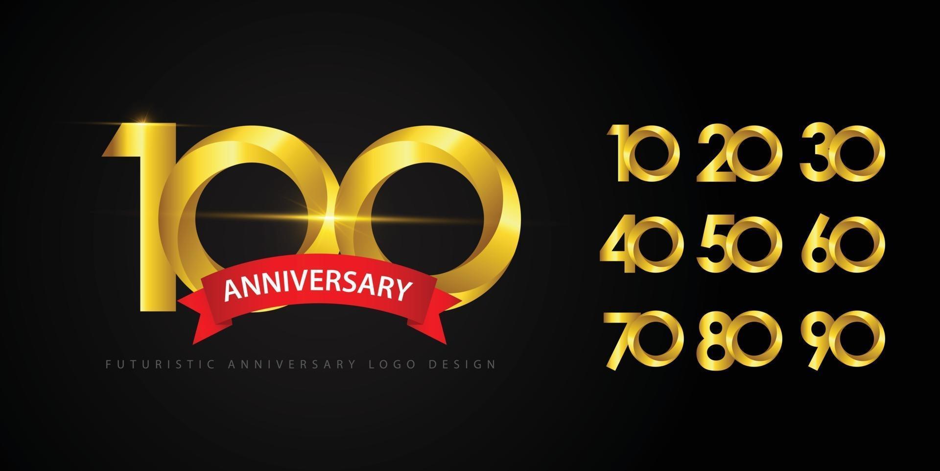 impostare il concetto di logo design anniversario. vettore