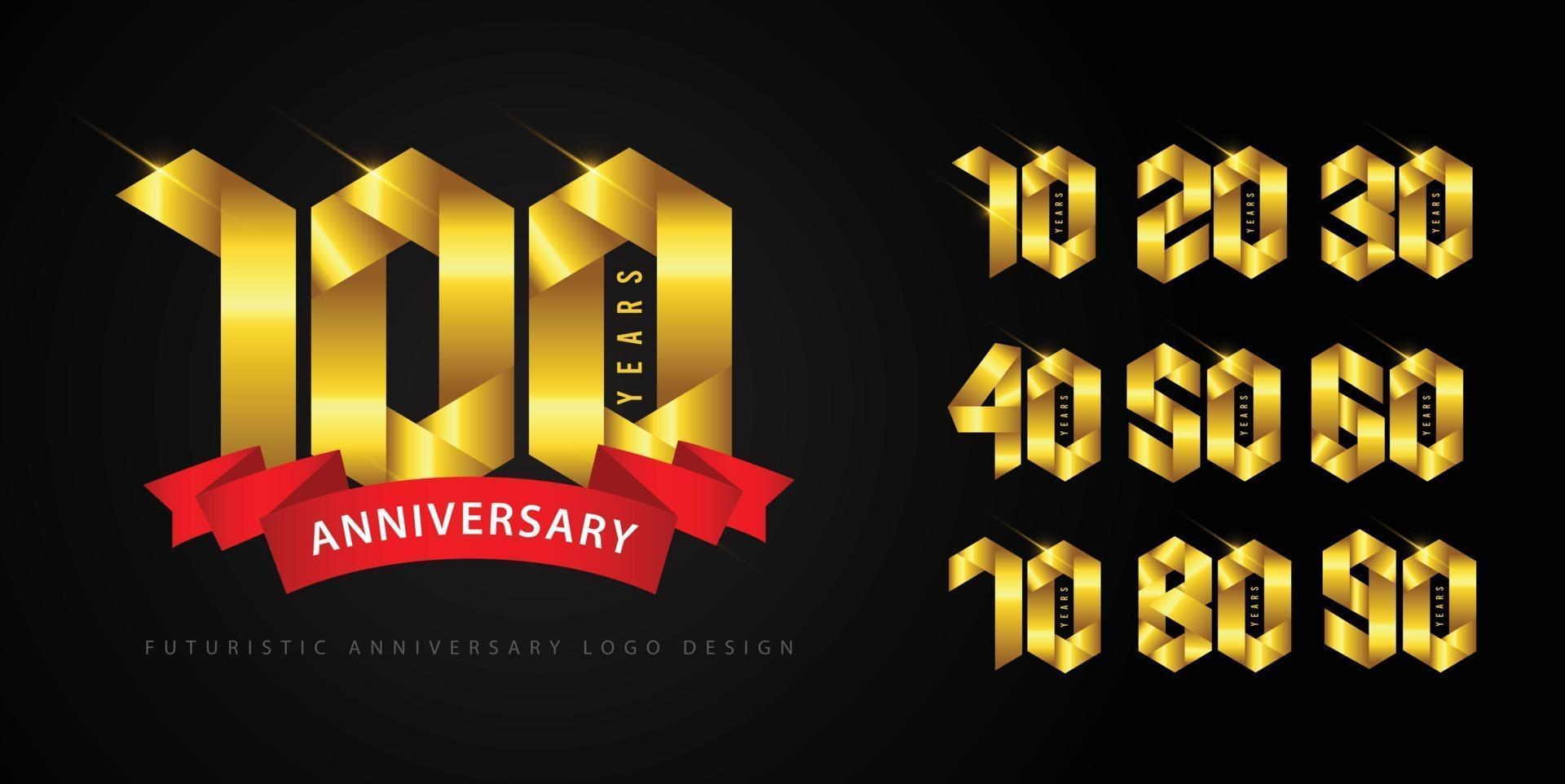 impostare il concetto di logo design anniversario. vettore
