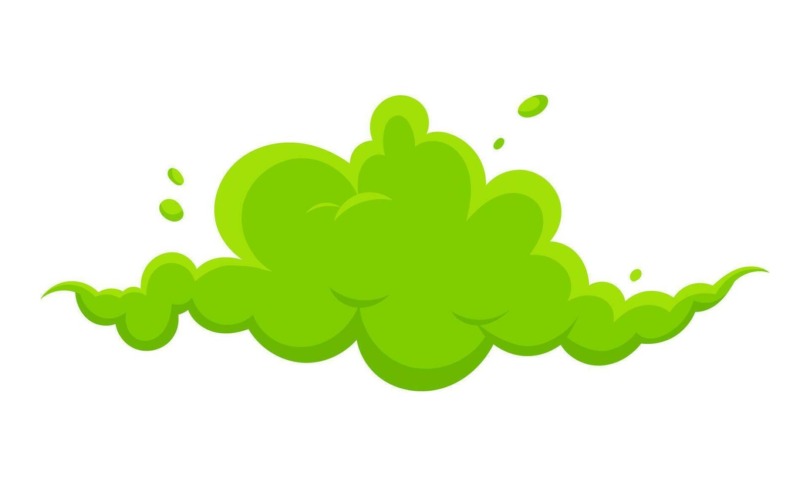 odorare verde cartone animato Fumo o scoreggia nuvole piatto stile design vettore illustrazione.