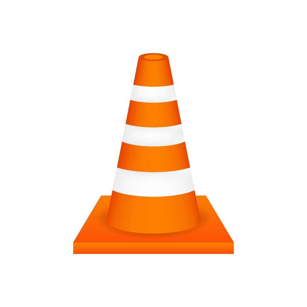 arancia autostrada traffico cono con bianca strisce. vettore azione illustrazione.
