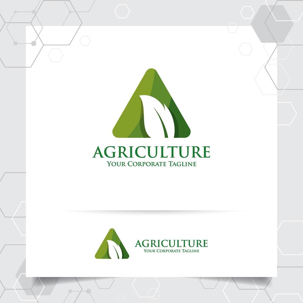 logo design agricolo con lettere a e foglie vettoriali. vettore