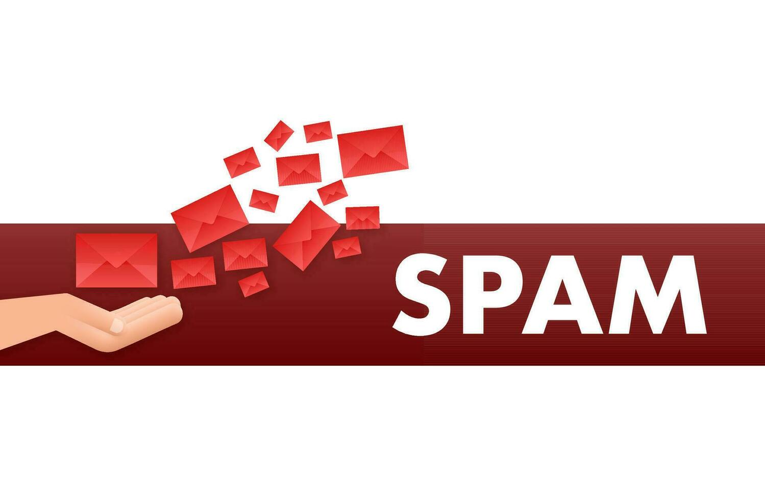 no spam. spam e-mail avvertimento. concetto di virus, pirateria, pirateria e sicurezza. Busta con spam. vettore illustrazione