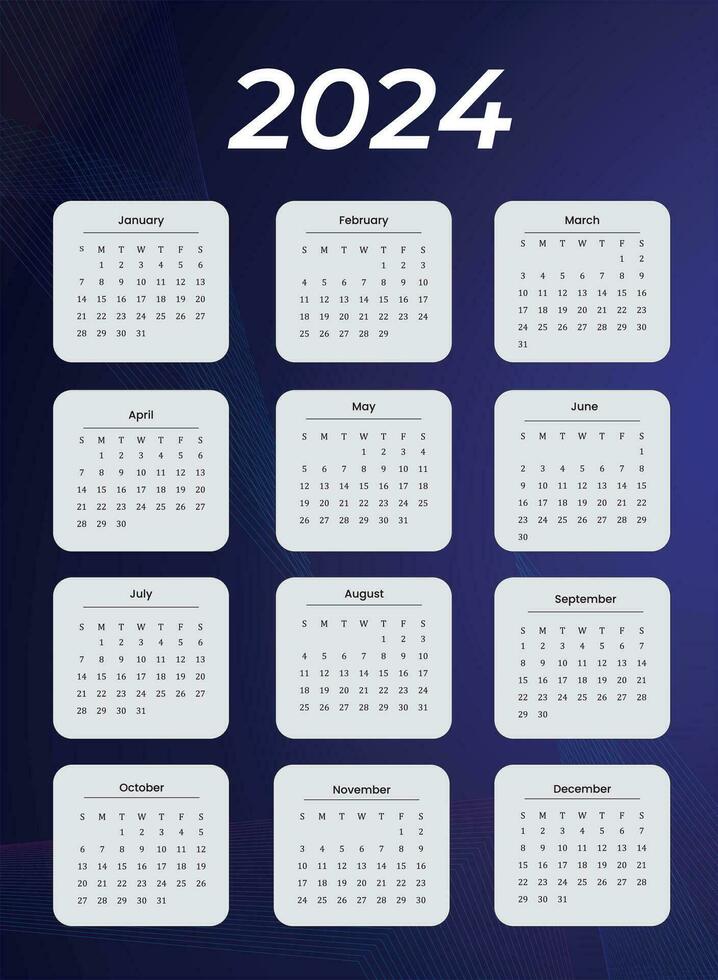 2024 calendario modello vettore design
