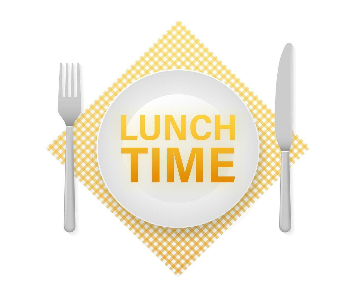 piatto icona con pranzo tempo su bianca sfondo per copertina design. cucinando sfondo. vettore icona. vettore logo