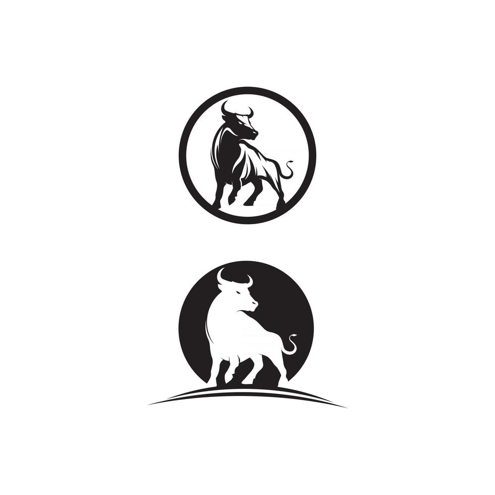 toro e testa di bufalo mucca logo design vettore corno animale