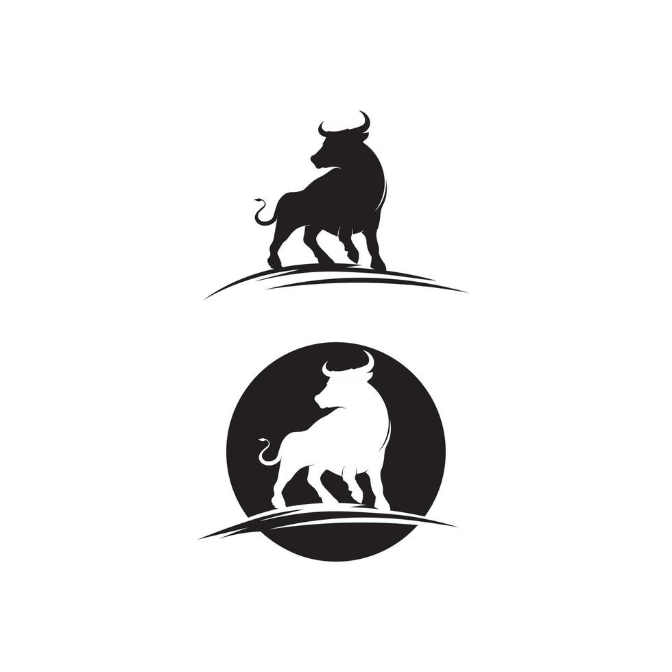 toro e testa di bufalo mucca logo design vettore corno animale