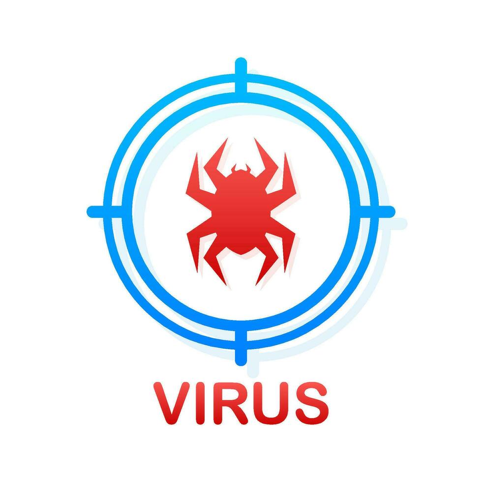 computer virus nel piatto stile. protezione simbolo. Internet tecnologia. dati protezione vettore