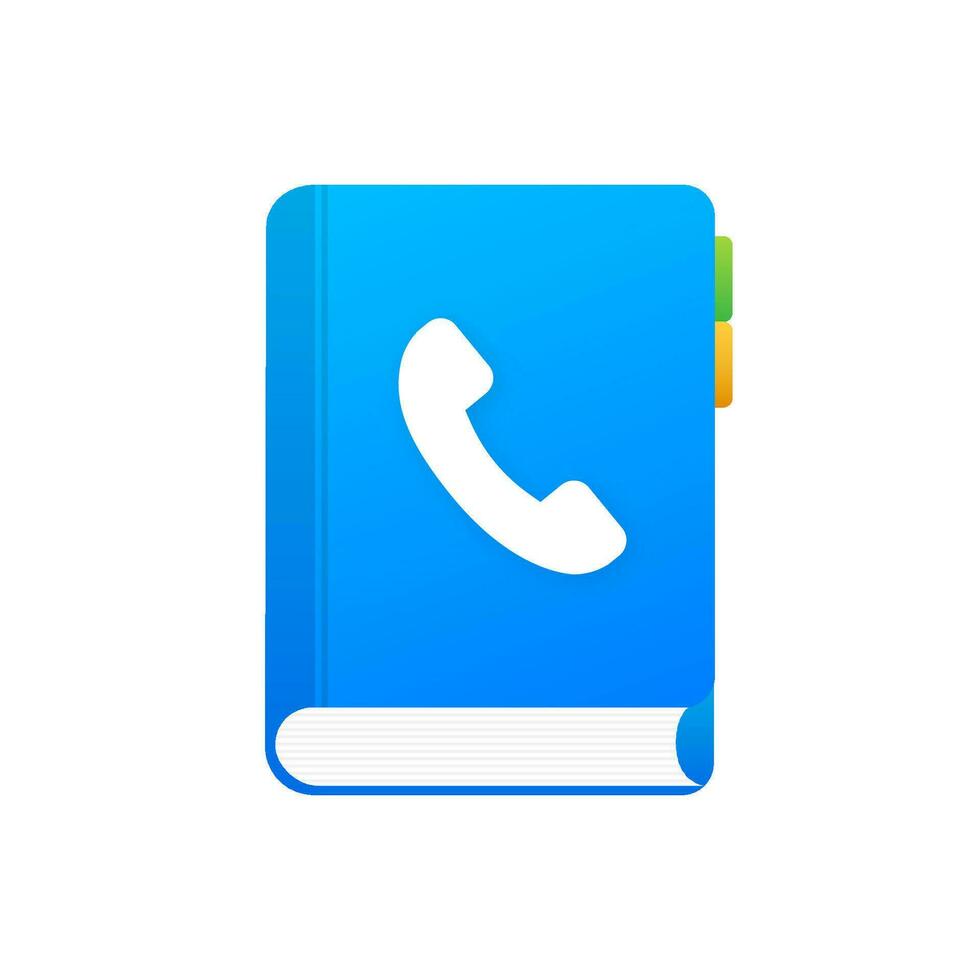 blu Telefono libro su bianca sfondo. Telefono icona, telefono simbolo. supporto servizio icona. vettore azione illustrazione