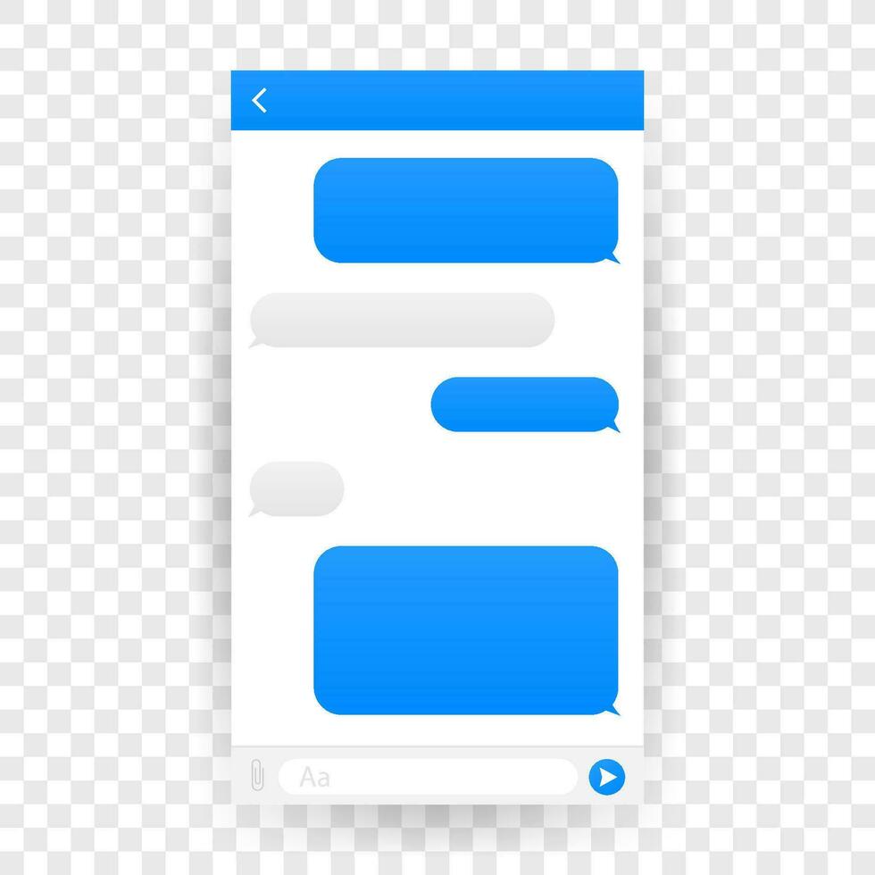Chiacchierare interfaccia applicazione con dialogo finestra. pulito mobile ui design concetto. sms messaggero. vettore azione illustrazione.