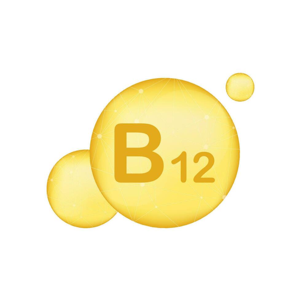 vitamina b12 oro splendente icona. ascorbico acido. vettore illustrazione