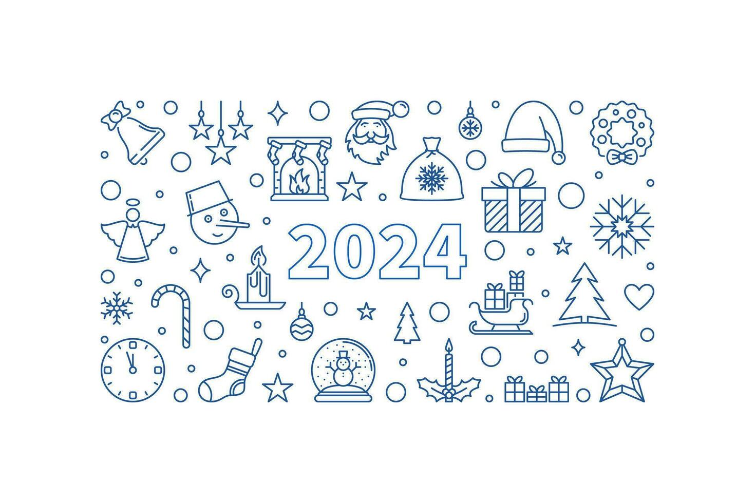 2024 allegro Natale e contento nuovo anno schema orizzontale bandiera - vettore natale illustrazione