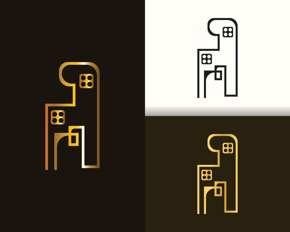 logo moderno di lusso dorato immobiliare e costruzione in stile linea vettore