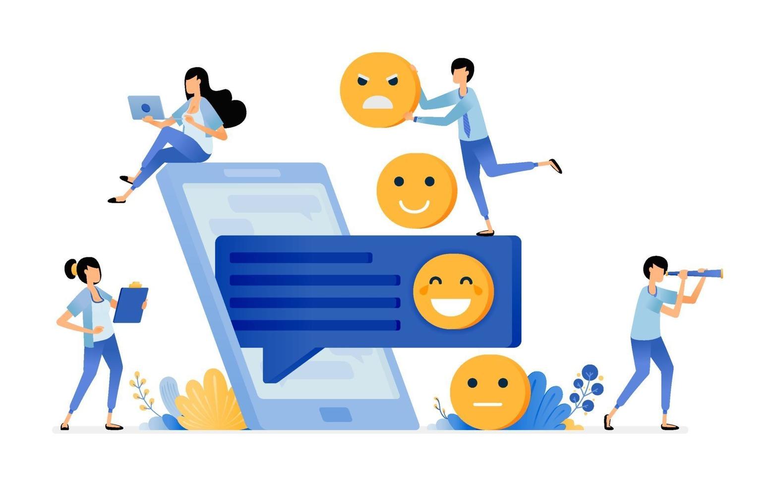 dare emoticon nei commenti per feedback e soddisfazione del servizio vettore