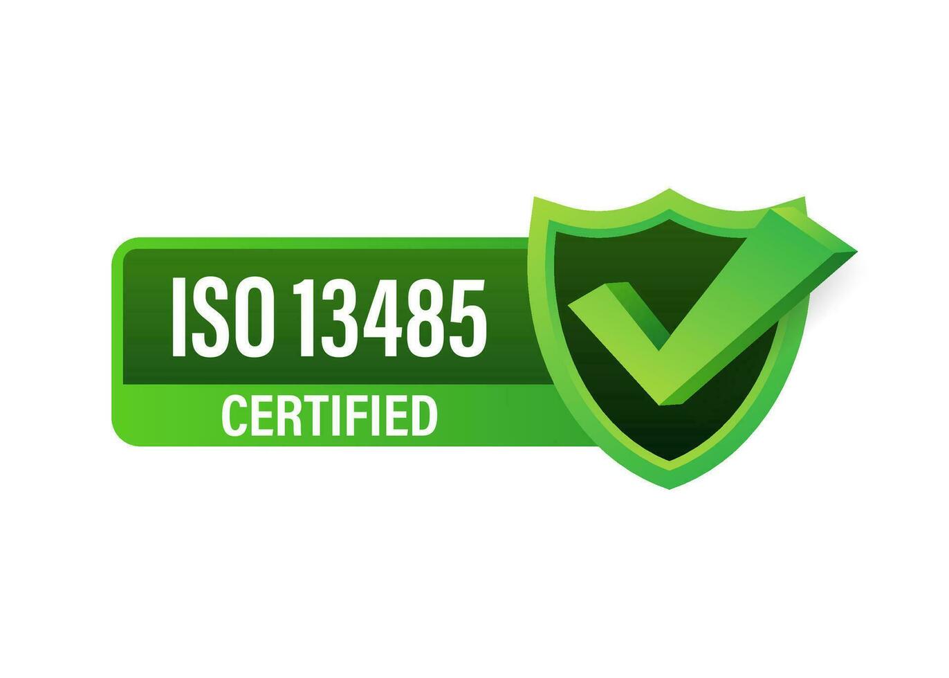 iso 13485 certificato distintivo, icona. certificazione francobollo. piatto design vettore