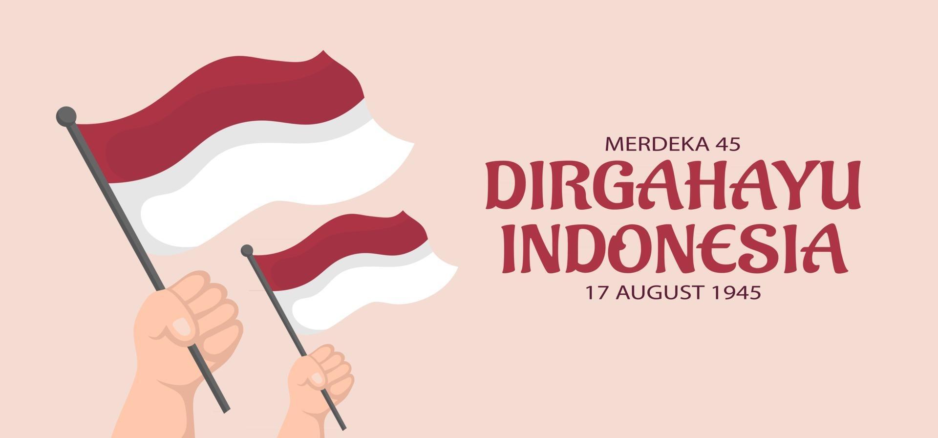 disegno della bandiera del giorno dell'indipendenza dell'indonesia. vettore