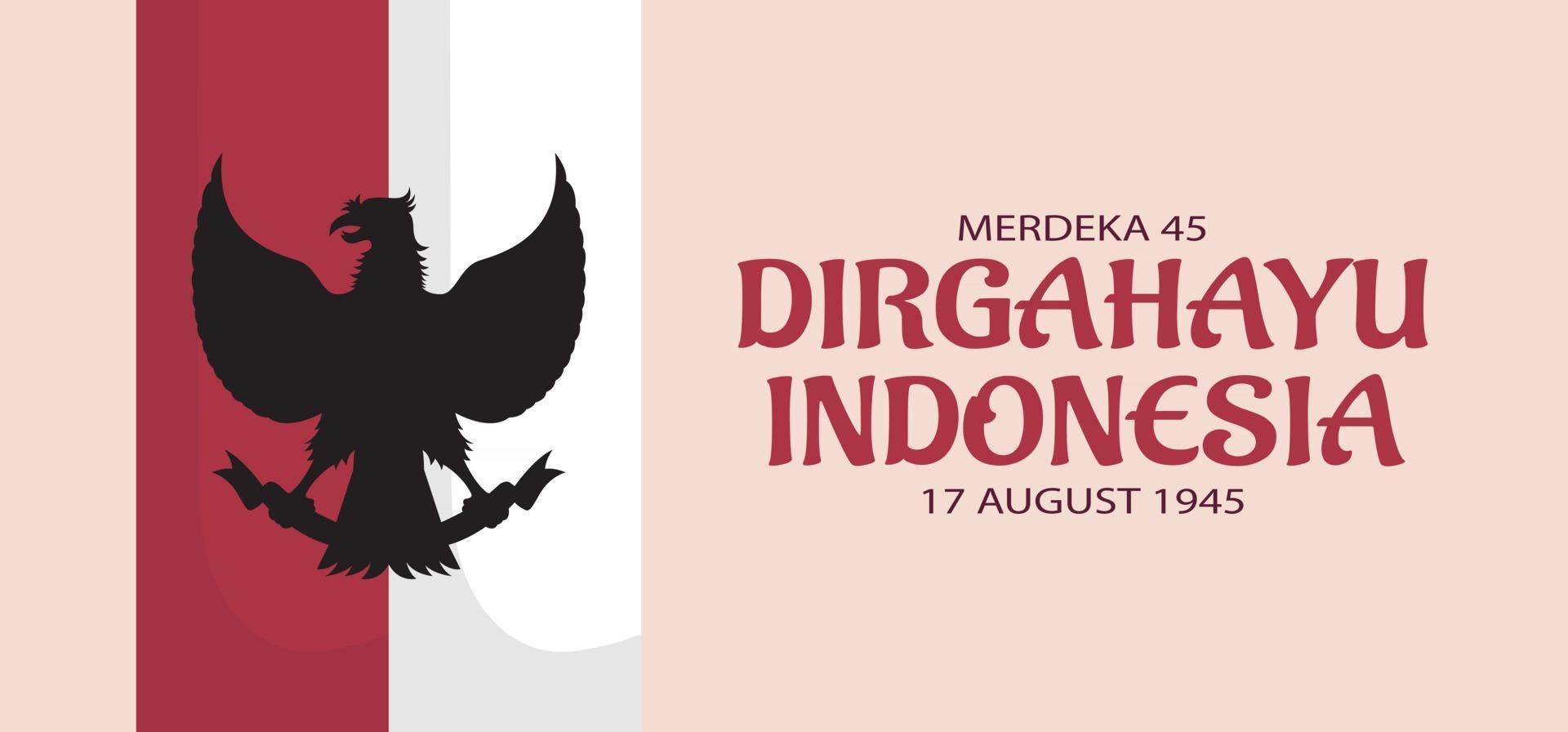 progettazione dell'insegna del paesaggio del giorno dell'indipendenza dell'indonesia. vettore