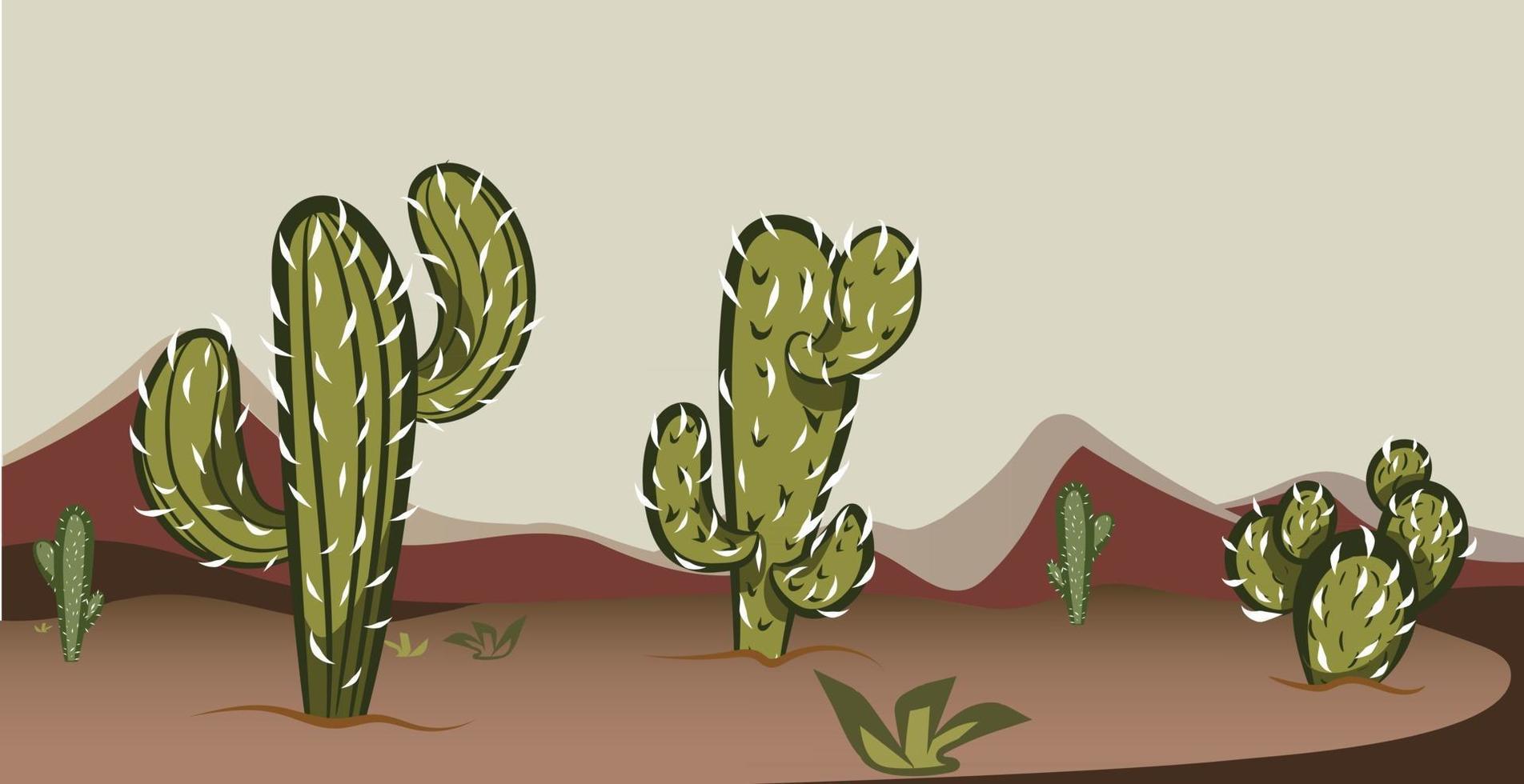 scena del deserto del selvaggio west texas con cactus vettore