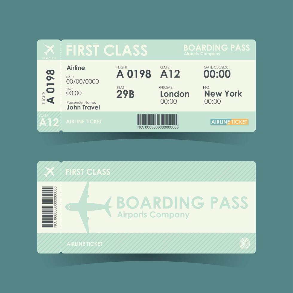 biglietti per la carta d'imbarco design verde. illustrazione vettoriale