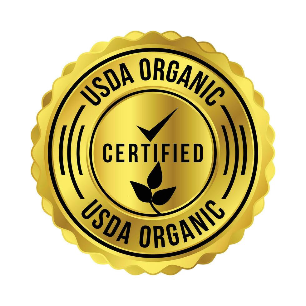 usda biologico certificato distintivo, sigillo, unito stati Dipartimento di agricoltura certificazione logo, etichetta, cibo produzione elemento, proteggere naturale risorse e sicurezza cibo design vettore illustrazione