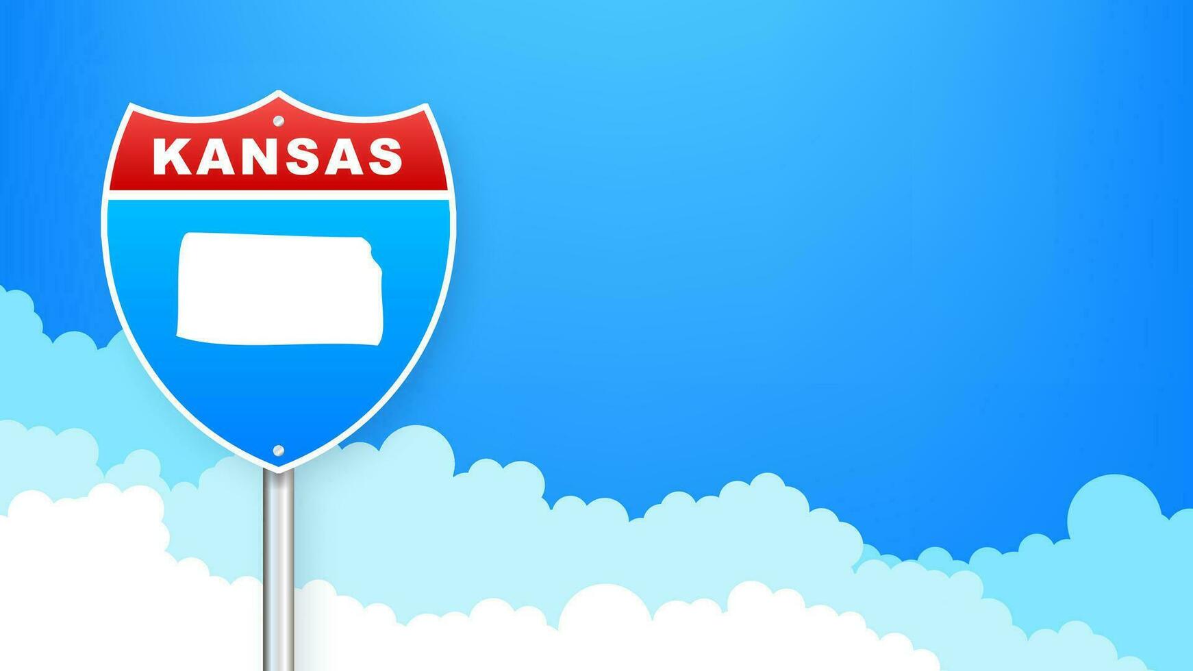 Kansas carta geografica su strada cartello. benvenuto per stato di Kansas. vettore illustrazione