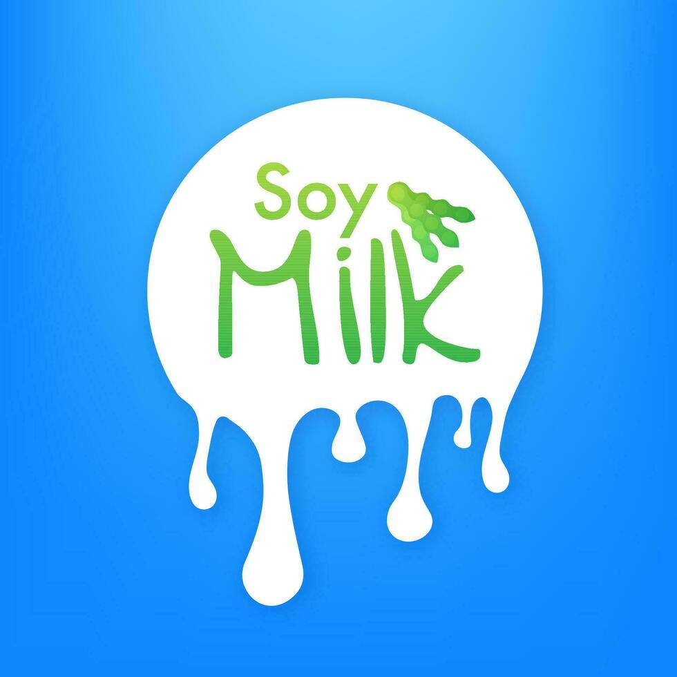 biologico soia latte pacchetto. salutare nutrizione, cartone animato latte. vettore azione illustrazione