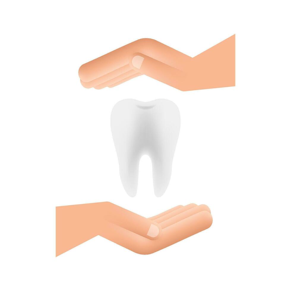 denti icona dentista. salutare denti nel mani. umano denti. vettore illustrazione