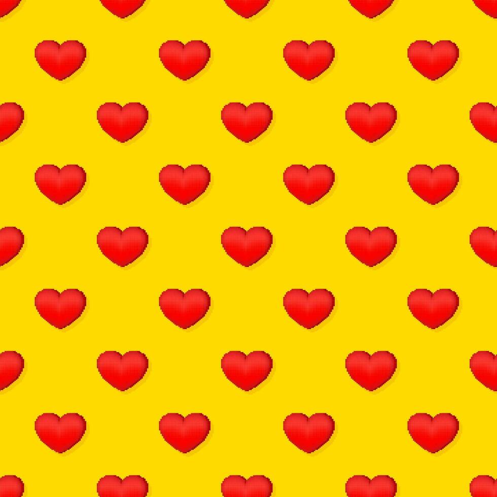 cartone animato cuore pixel modello per gioco design. contento San Valentino giorno sfondo. cuore icona vettore. vettore illustrazione design