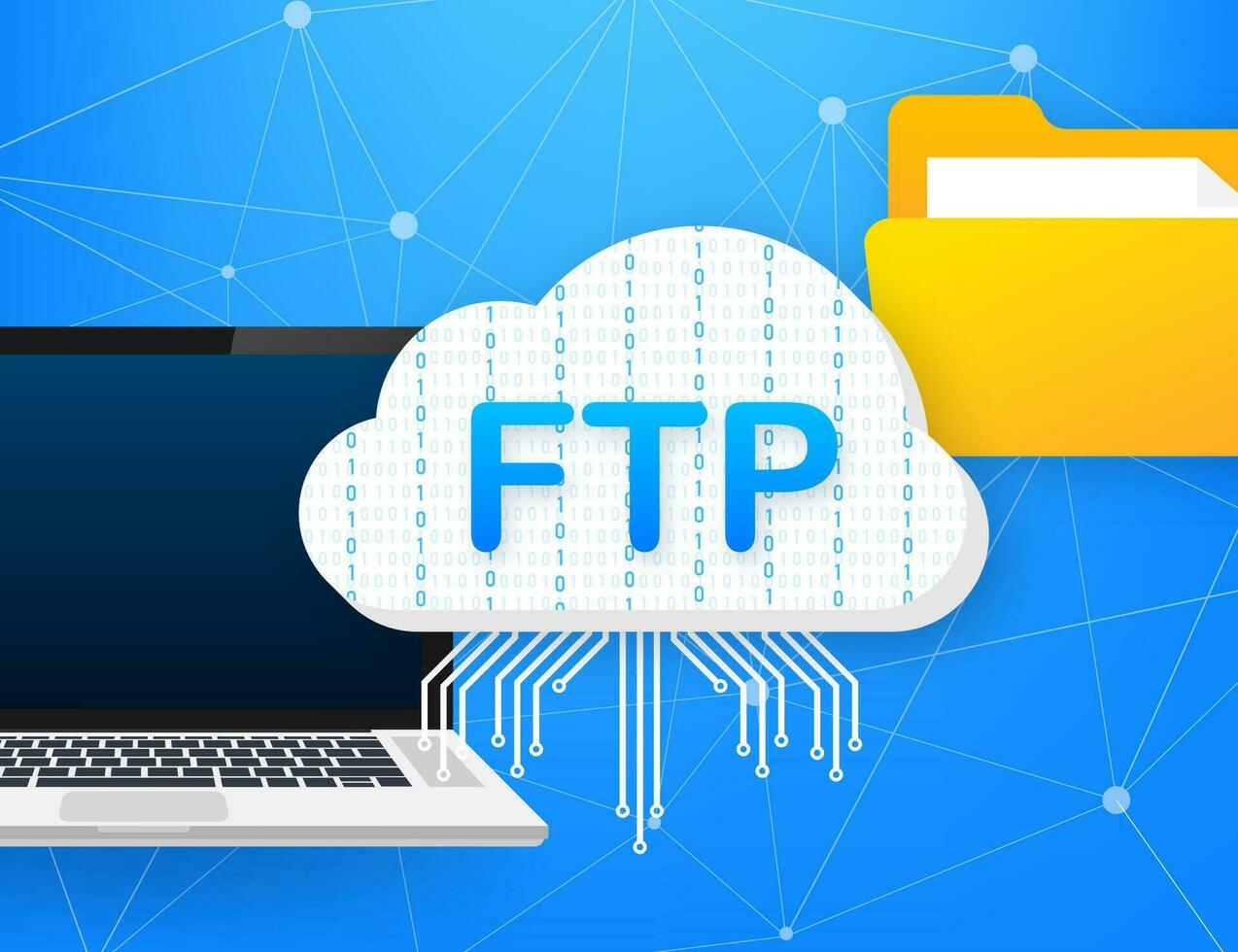 ftp file trasferimento icona su il computer portatile. ftp tecnologia icona. trasferimento dati per server. vettore illustrazione