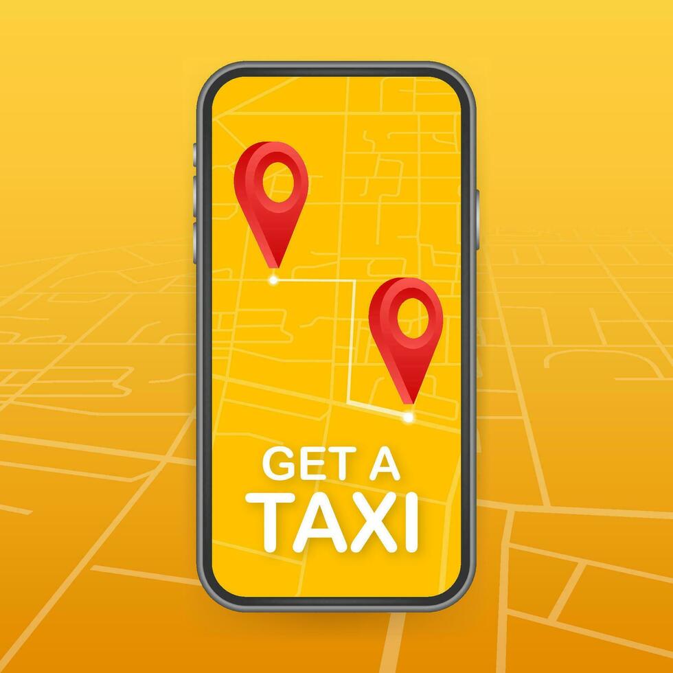 ottenere un' Taxi. Taxi striscione. in linea mobile applicazione ordine Taxi servizio orizzontale illustrazione. vettore azione illustrazione