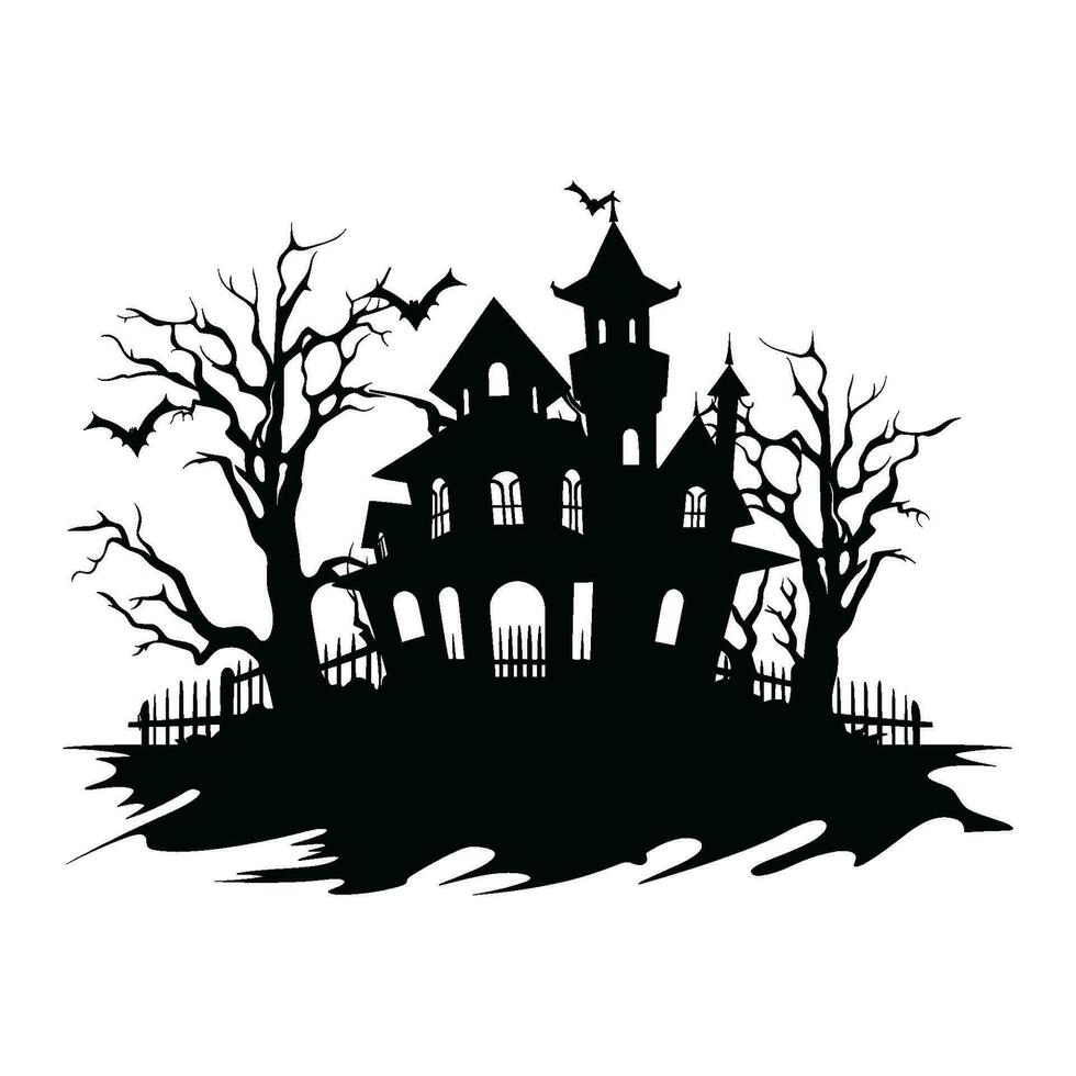 Halloween frequentato Casa vettore silhouette, pauroso Casa clipart silhouette Halloween Casa nero silhouette
