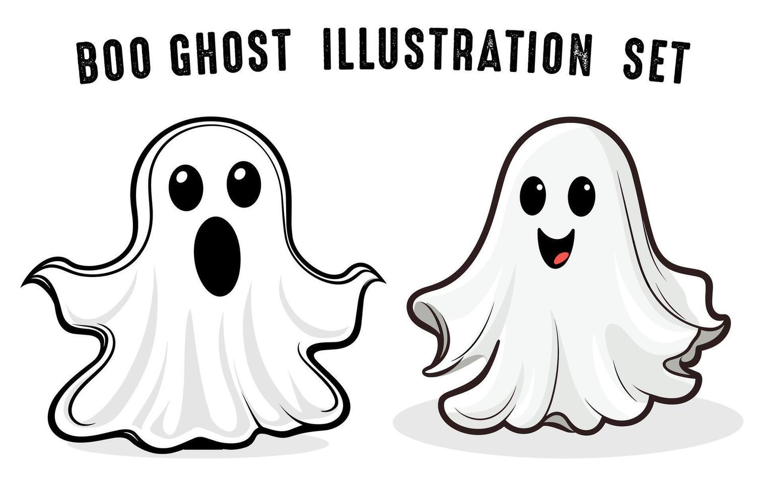 carino contento fantasma piatto illustrazione gratuito, Halloween fischio vettore impostato