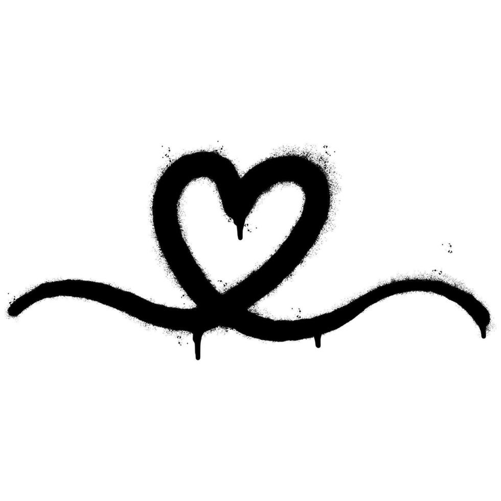 spray dipinto graffiti cuore icona spruzzato isolato con un' bianca sfondo. graffiti amore icona con al di sopra di spray nel nero al di sopra di bianca. vettore